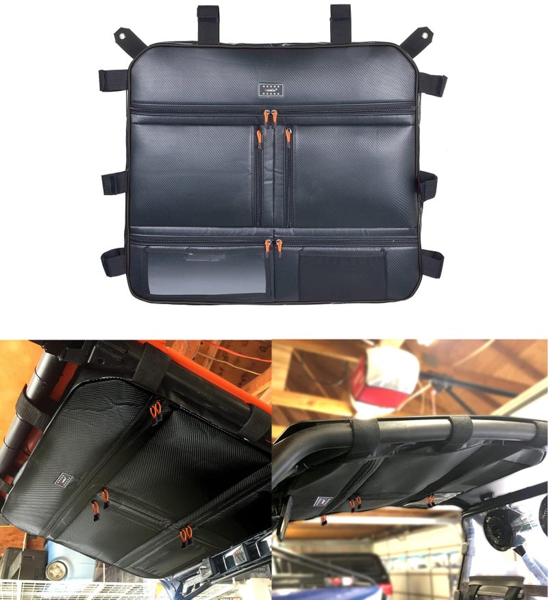 Goldfire Overhead Storage Bags Center Roof Top Map Bag Tool Organizers Gear Bag Compatible with Polaris RZR XP 1000 2 Seat or 4 Seat All Years Models RZR 1000 XP Accessories (Black) - Image 1